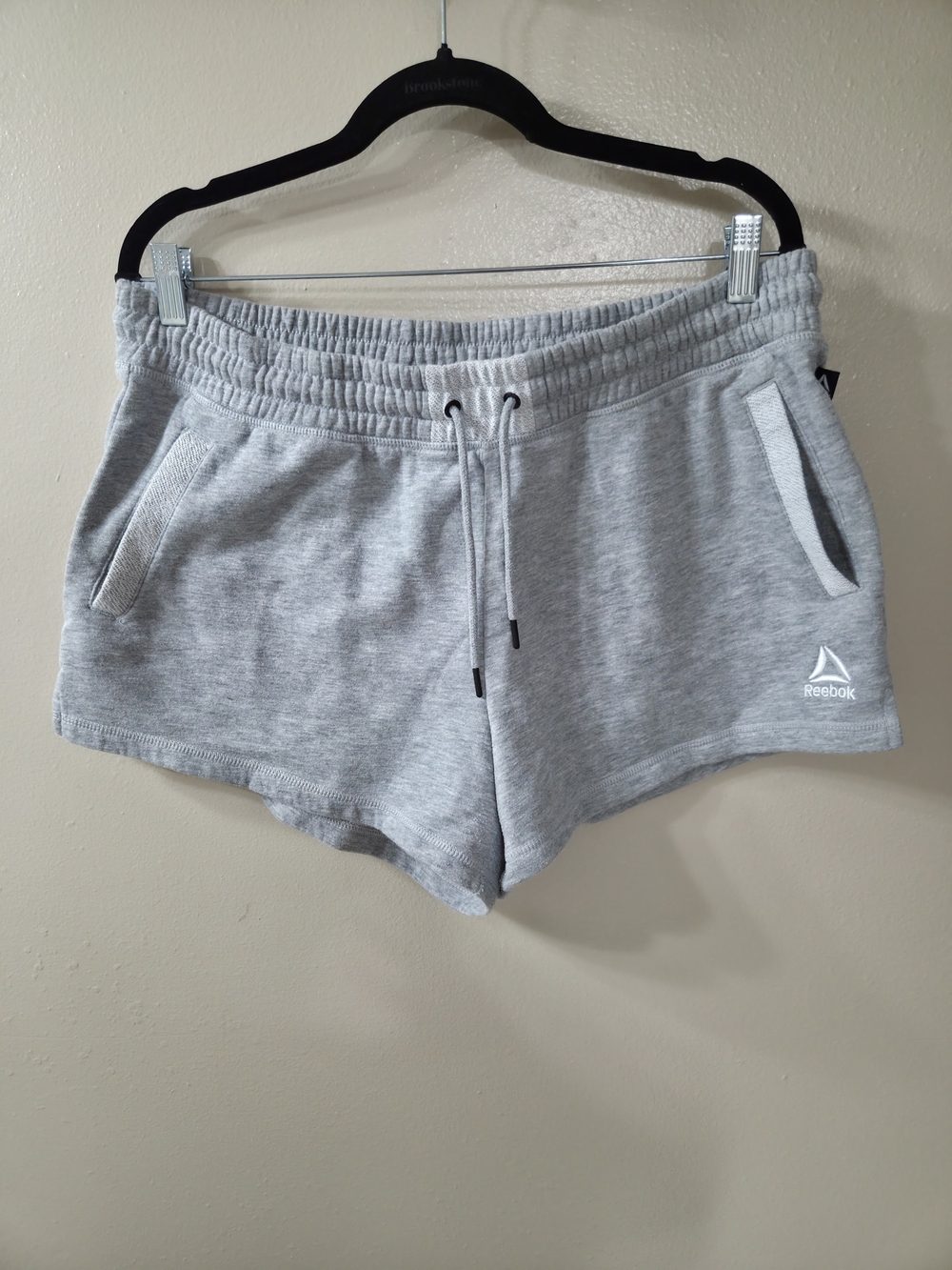 Reebok Light Gray Elastic Waist Athletic Shorts